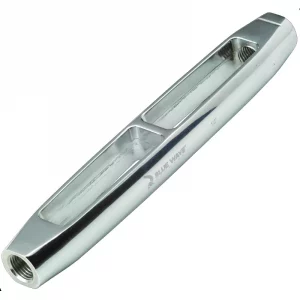 Imagen del tensor abierto de bronce cromado con rosca UNF y acero inoxidable AISI 316 para aplicaciones náuticas.Imagen del tensor abierto de bronce cromado con rosca UNF y acero inoxidable AISI 316 para aplicaciones náuticas.