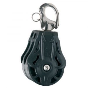 Polea Wichard doble con rodamientos y mosquetón de driza giratorio