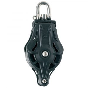 Poleas simples con rodamientos, grillete giratorio y arraigo Wichard